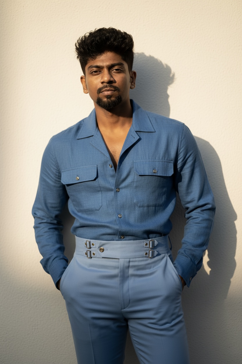 Blue Linen Casual Shirt