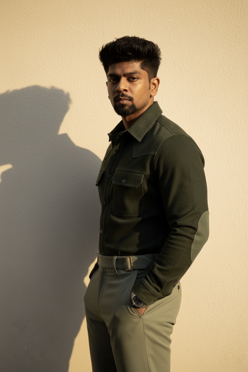 Green Linen Designer Shirt